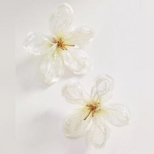 Anthropologie In Bloom Beaded Post Earrings - NWT - White